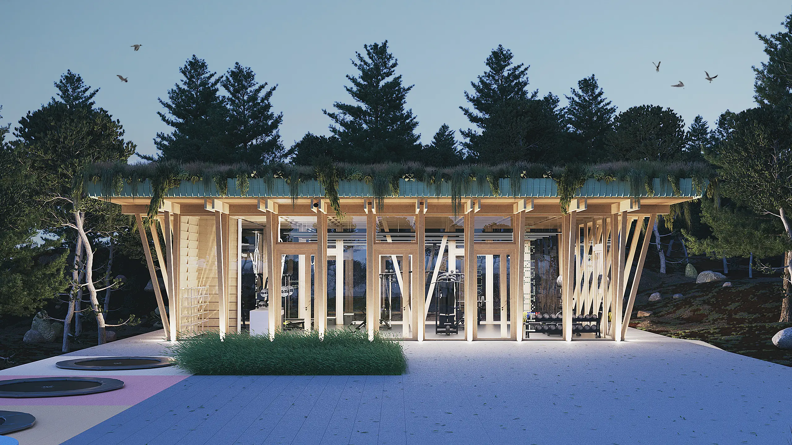 Brick architecture courtyard